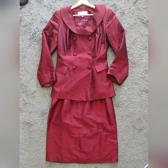 B. Michael New York 100% Silk 2 Piece Matching Skirtsuit Skirt & Jacket Suit 10 - Picture 2 of 10